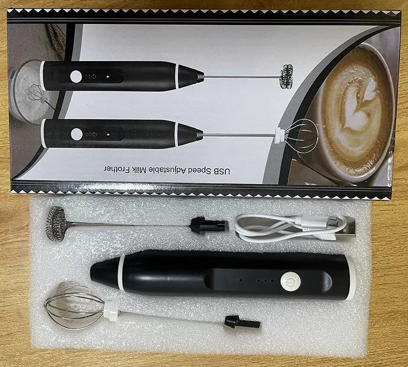 EKWAN Studio Rechargeable Electric Milk Frother – USB-C Coffee Frother with Dual Whisks