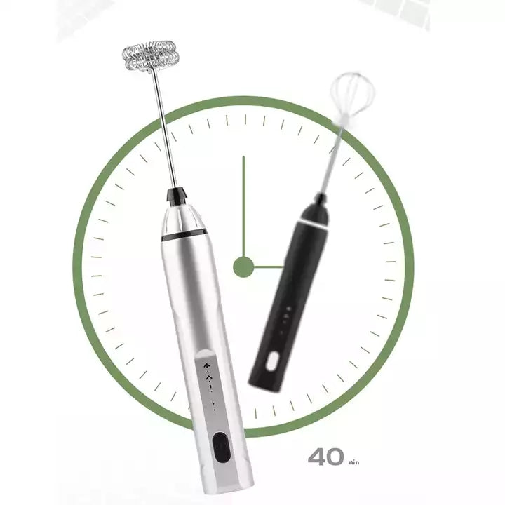 EKWAN Studio Rechargeable Electric Milk Frother – USB-C Coffee Frother with Dual Whisks