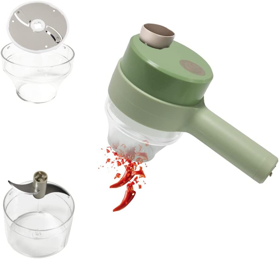 EKWAN Studio Wireless Electric Food Chopper & Slicer – 2-in-1 USB Rechargeable Mini Food Processor with Stainless Steel Blades, BPA-Free Bowl for Vegetables, Fruits & Garlic