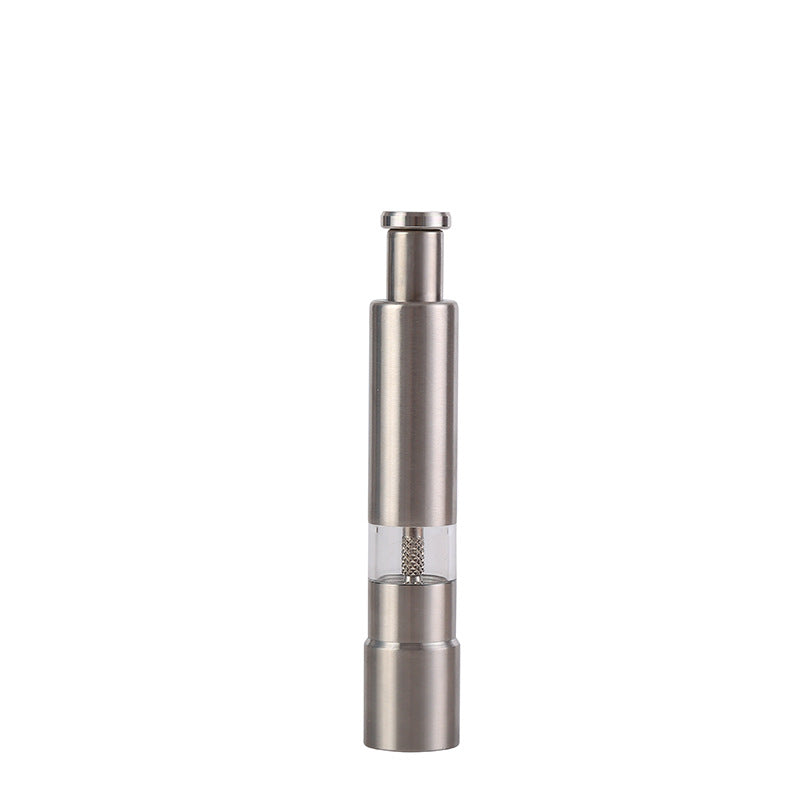 EKWAN Studio Premium Stainless Steel Salt & Pepper Grinder – One-Hand Push Refillable Spice Mill with Adjustable Ceramic Grinding Core for Salt, Pepper & Spices
